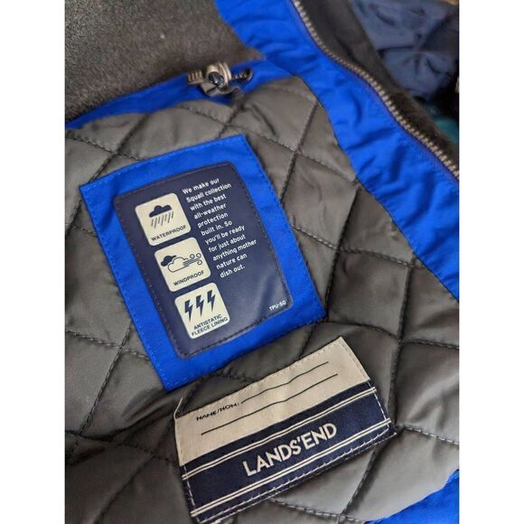 Lands’ End Boy Cobalt Blue Hooded Long Sleeve Parka Coat Size Medium - Picture 6 of 8